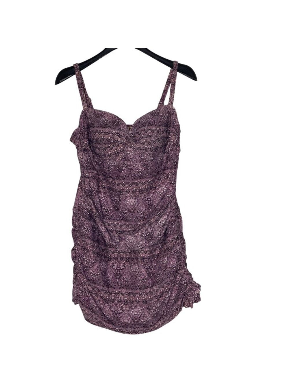 Swimsuits for All Ruched Abstract Mosaic Swim Dress Sz 18 Modest One Piece